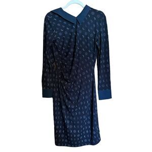 Modcloth Dress Womens Large Multicolor Moon Phases Print Peter Pan Collar